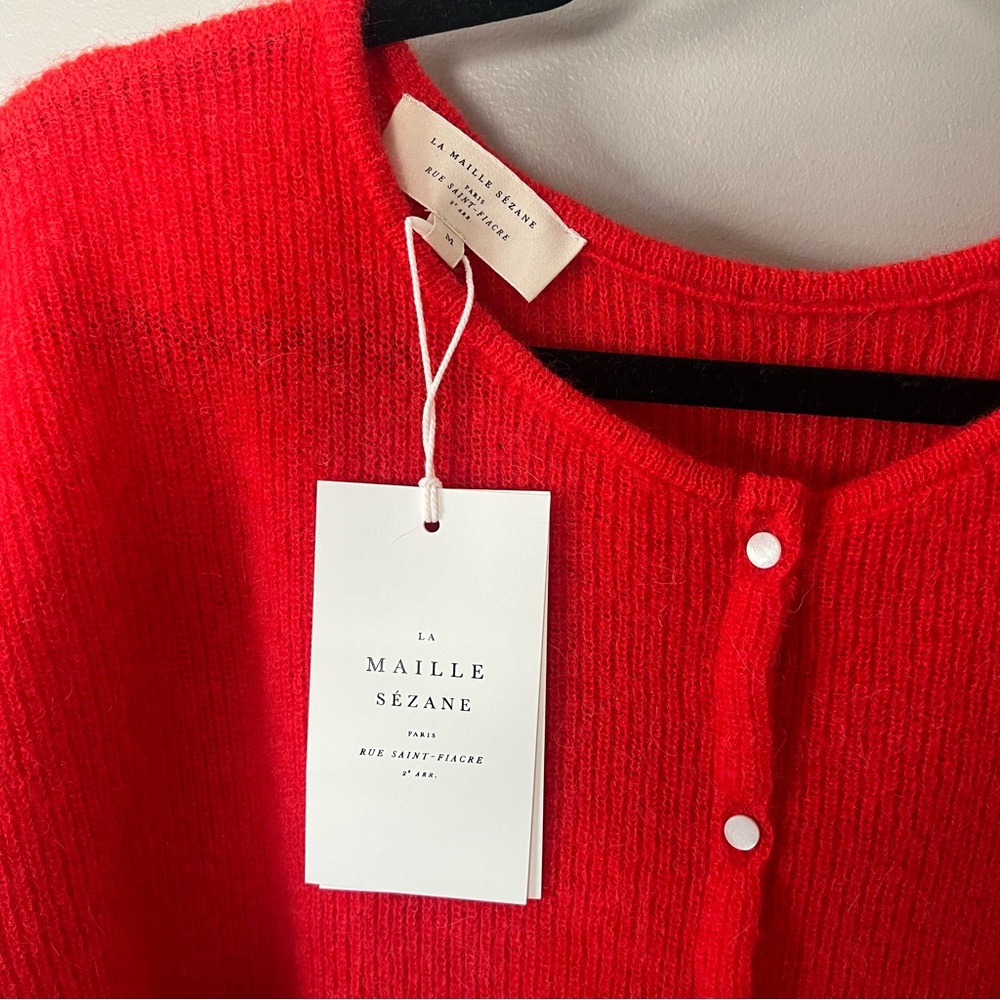 NWT Sezane Gaspard Cardigan Red Rouge Medium Brand New